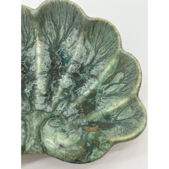 VINTAGE CERAMIC SHELL DISH in Blue/Green glaze - Picture 2 of 8